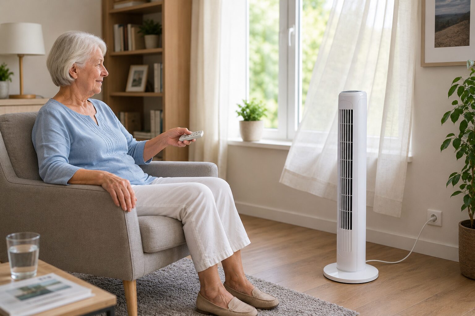 Turmventilator und Luftkuehler fuer Senioren
