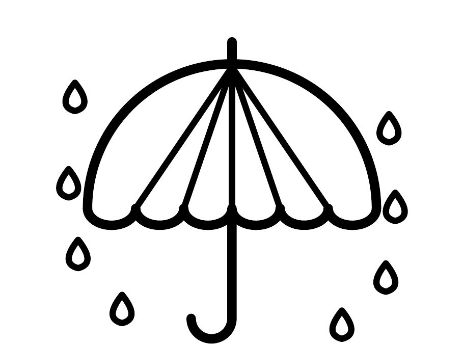 Vorlage des Tages: Ausmalbild für Senioren: Regenschirm im Herbstregen